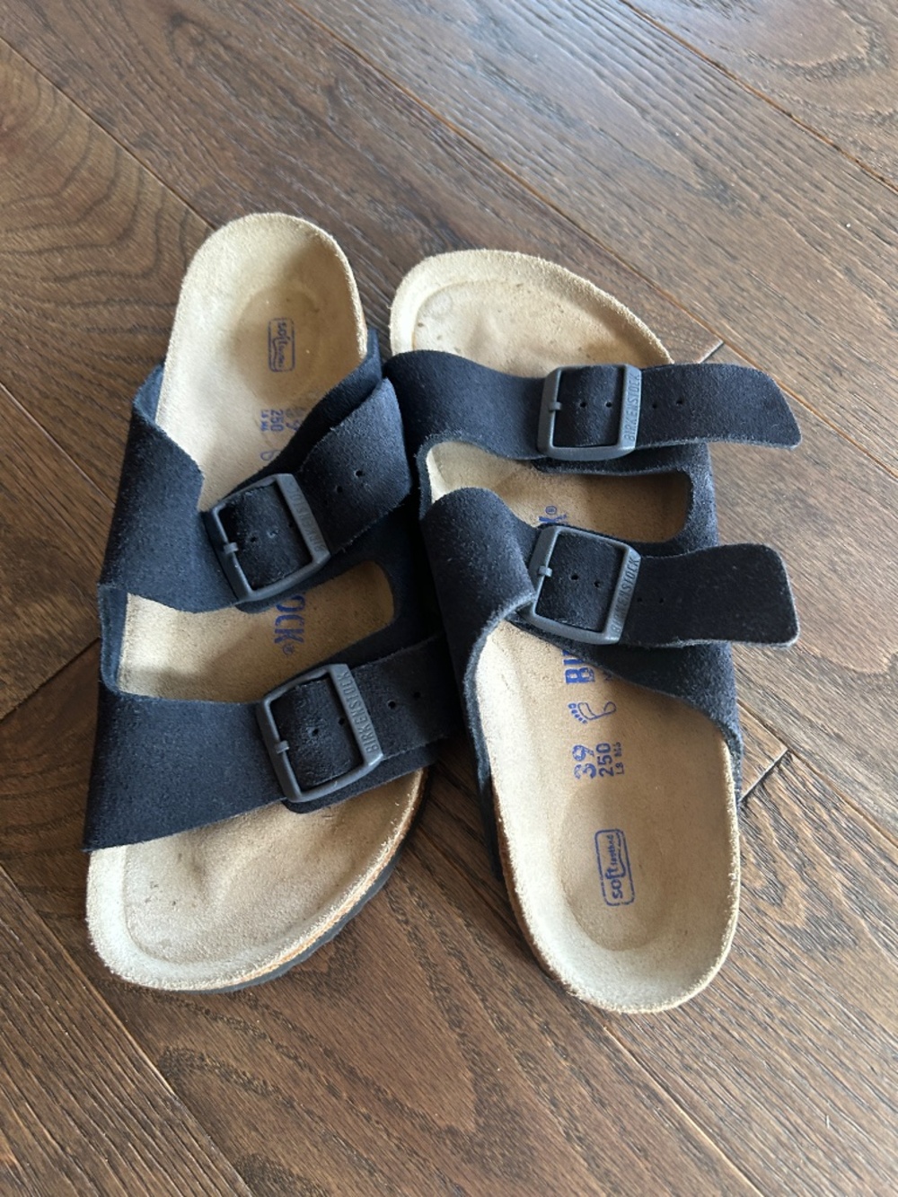 Birkenstock Arizona Soft Footbed Suede Sandals Midnight Navy Size 39 EUC